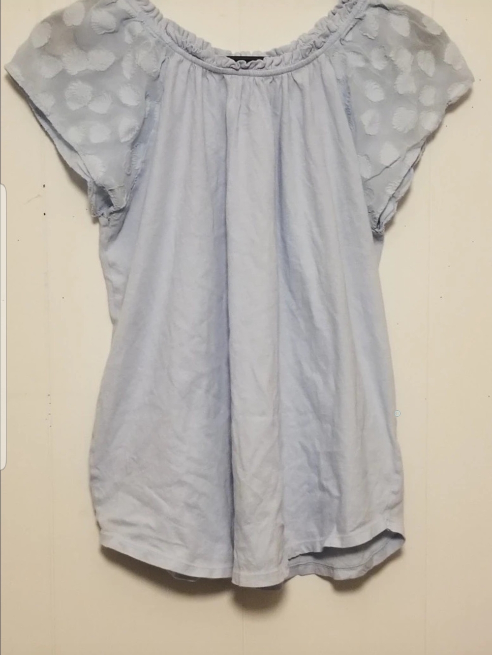 LOFT Pale Blue Cottagecore Coquette Y2K Aesthetic Womens Dot Sleeve Casual Top